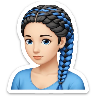 nữ, tóc tết lọn xanh lọn đen sticker