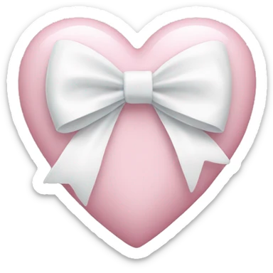 Pastel pink heart with white bow sticker