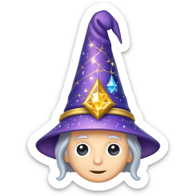 wizard's brain with wizard hat and sparkles sticker