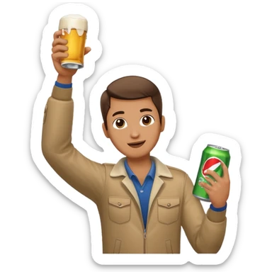 throwing beer can with the arm up in the air sticker