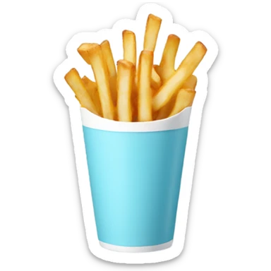 Fries and a shake in a light blue cup sticker