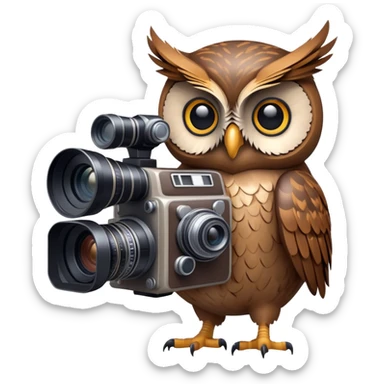 Owl holding an imax movie camera  sticker