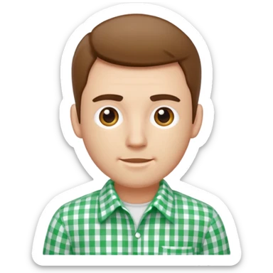 green white gingham shirted man sticker