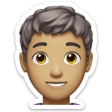 boy with green and purple short hair and brown eyes sticker