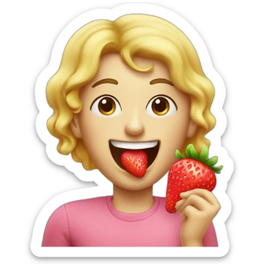 strawberry eating a strawberry gumdrop sticker