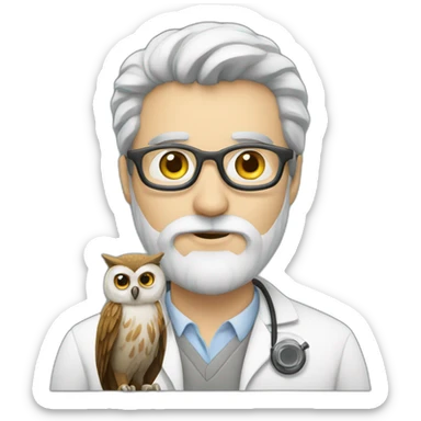 White-scientist-with-beard-with-owl sticker
