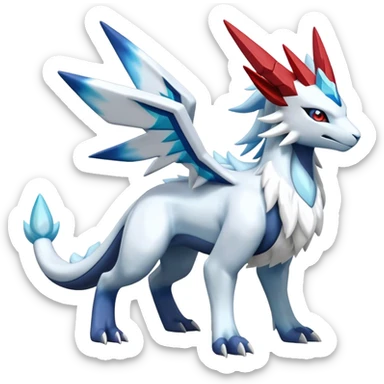 Kyurem-reshiram-Glaceon-dialga-suicune-hybrid, full body sticker