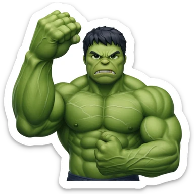 big muscular green hulks fist  sticker