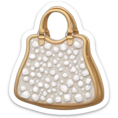 handbag fully covered with white brilliants and big brilliant in the center sticker