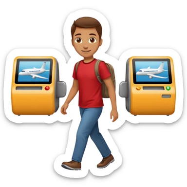 Tourist Character in Red Shirt Moving with purpose through the terminal. sticker