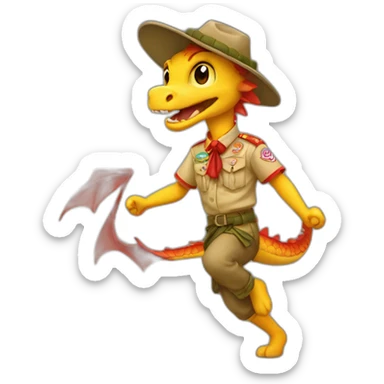 Boy scout dragon dancing tango sticker