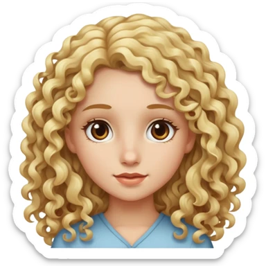 Bambina con i capelli ricci e biondi e lunghi con occhi castani sticker