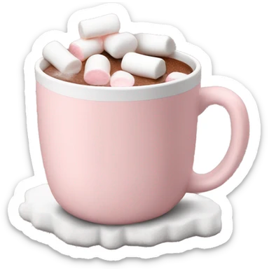Light Pink mug of hot chocolate with marshmallows  sticker