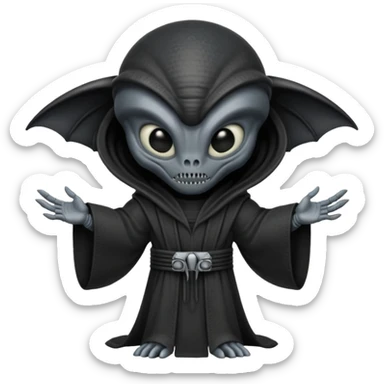 a xenomorph from aliens wearing a robe sticker