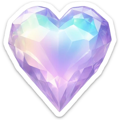 Pastel White iridescent Crystal heart sticker