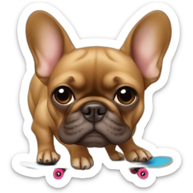 brown french bulldog on skateboard sticker