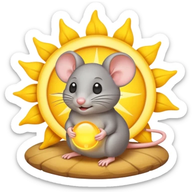 A gray mouse inside of a sun ☀️ 🐭 sticker