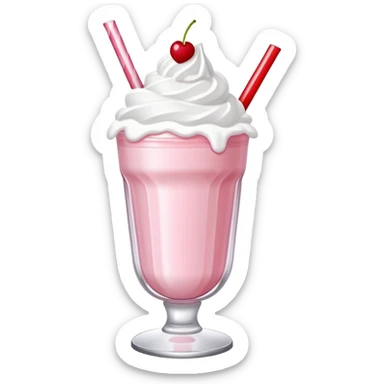 strawberry milkshake with whipped cream and cherry on top sticker