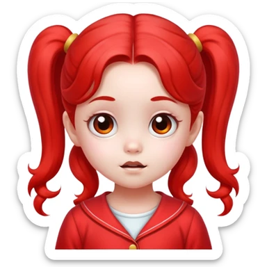 little ghost girl with two ponytails in red pajamas sticker
