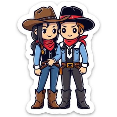 Cowboy Couple Gothic  sticker