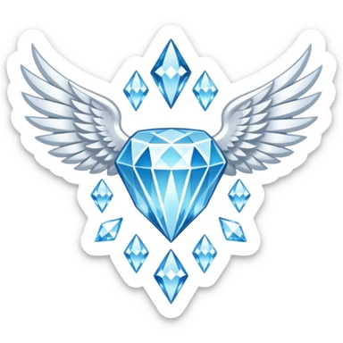holy diamond emblem with white wings and diamond in the middle sticker
