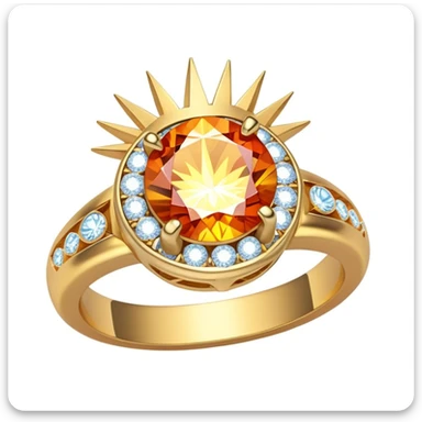 Ring with a central stone, the stone emits animated rays sticker