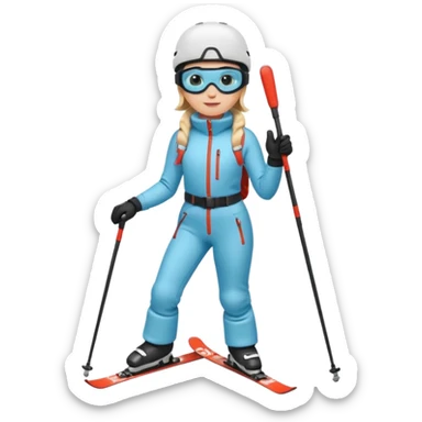 skier with poles full body on the snow sticker