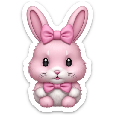 pink bunny with pink bow on ear sticker