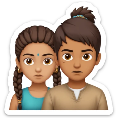 brother and sister fighting modern culture naughty  - indian skin and hairstyle sticker