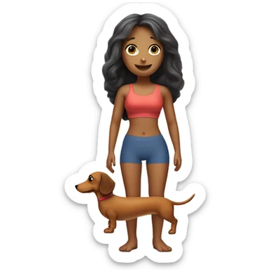Very tiny waist pilates girl with a dachshund sticker