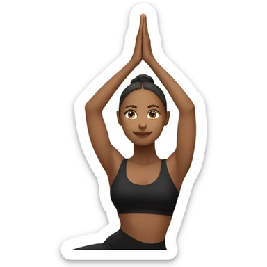 A girl doing yoga in a black dress sticker