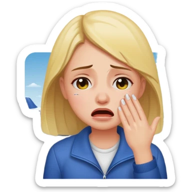 Girl crying at an airport  sticker