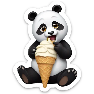 Panda eating ice cream sticker