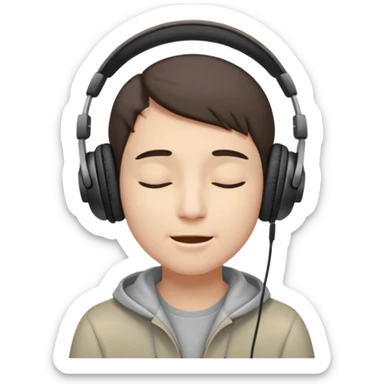 someone listing to music using headphones and closed his eyes and he is full of enjoyment sticker