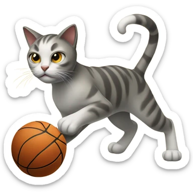 cat shooting a basketball  sticker