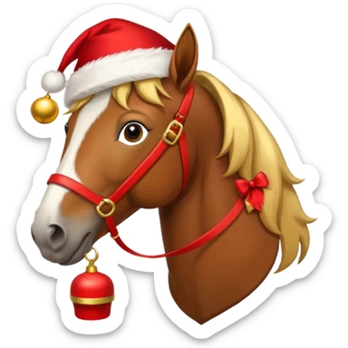 christmas brown horse with a red saddle sticker
