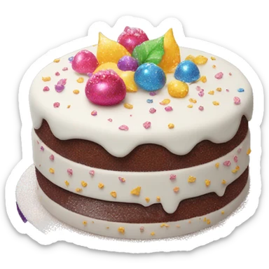 Realistic cake with glitter sticker