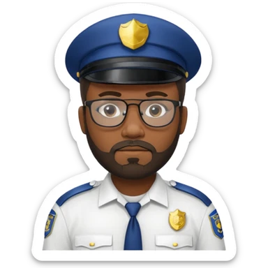 Police officer with glasses and beards(white uniform) black man sticker