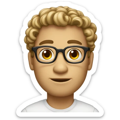 A man with very small eyes, tall, short curls，Wear glasses sticker