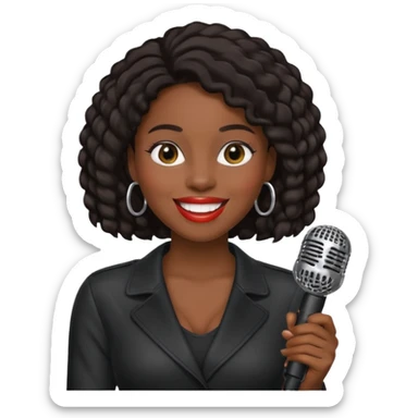 black skin woman, singer, hold micro sticker