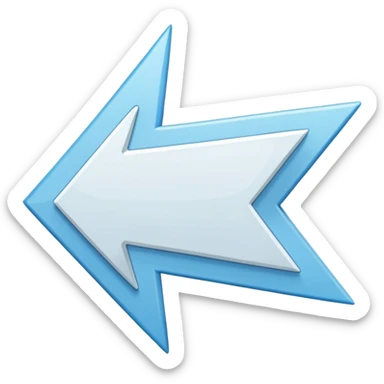 Extremely simplistic white arrow with light blue outline pointing. make the point only on one side sticker