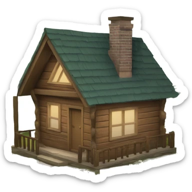 cottagecore cabin in a forest sticker