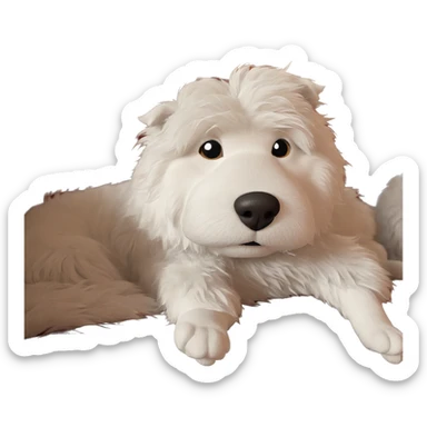 fluffy dog on couch sticker