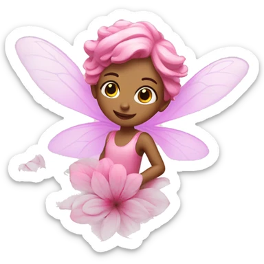 Pink fairy on a flower sticker