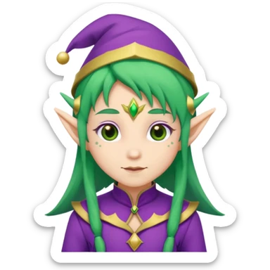 green hair elves, wearing purple  sticker