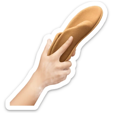 Hand holding a slipper sticker
