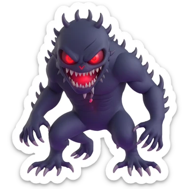 The Shadow Monster, a shadowy creature with glowing red eyes and sharp teeth, in a menacing pose. sticker