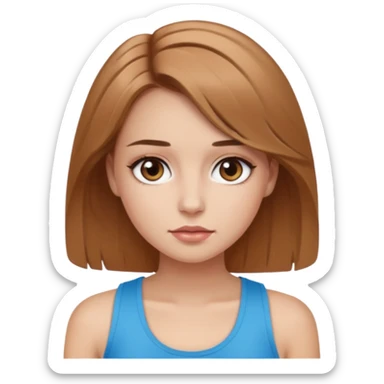 a girl with makeup on and really light brown colered hair and eyes with a tank top scin color white sticker