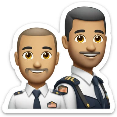 Handsome mixed airline captain with a buzz cut and a beard sticker