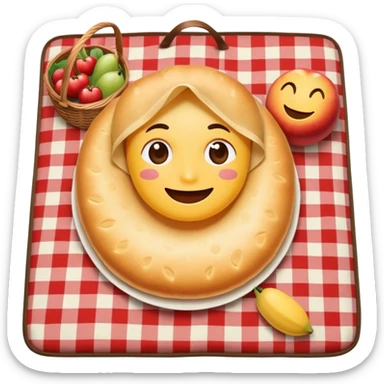 smiling face having a picnic with food on a blanket sticker